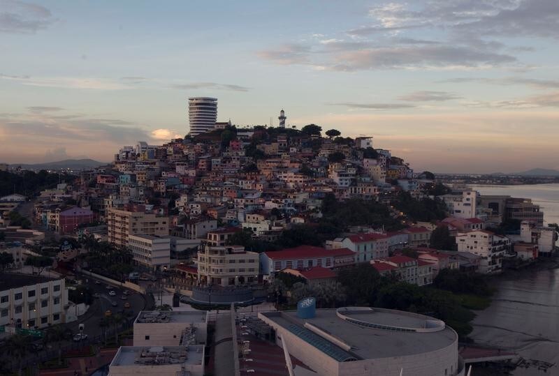 The Santa Ana Hill is seen from a ferris wheel in Guayaquil, Ecuador February 17, 2017. Picture taken through glass. REUTERS/Guillermo Granja - RC1D2FF1FAA0
