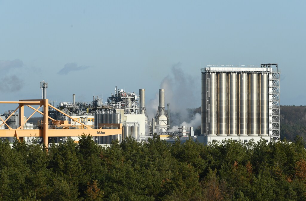 A general view of the German chemical company, BASF Schwarzheide GmbH in Schwarzheide, Germany, December 10, 2019.