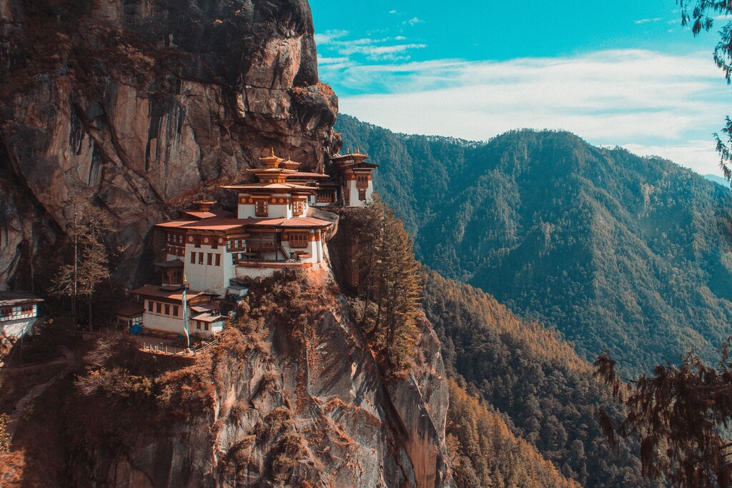 A picture of the Tiger’s Nest on the Taktsang Trail in Paro, Bhutan: Bhutan has already made in creating inclusive and sustainable trade conditions.