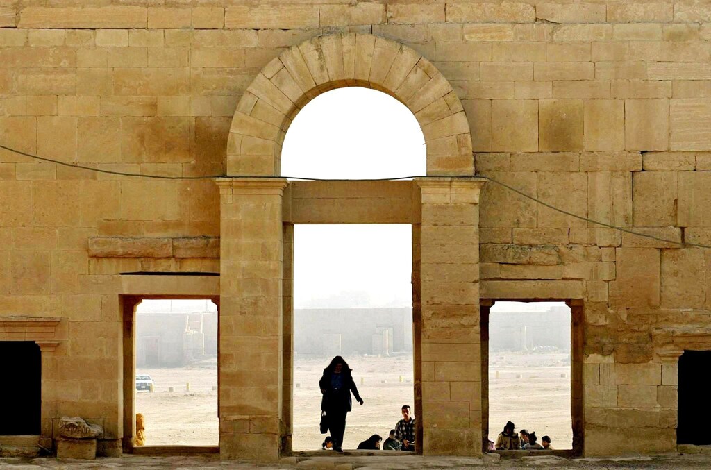 Arab foreigners visit the historic city of Hatra, 350 kilometres northof Baghdad in this picture taken December 6, 2002. Few foreignersnowadays see the archaeological treasures of sanctions-shackled Iraqsuch as the ancient Kingdom of Hatra, also known as the City of theSun, which houses the temples. Iraq is packed with historical treasuresfrom the era of Mesopotamia's Babylon and Ur to the Islamic age, whoseglories include the golden-domed grand mosques of Najaf and Karbala,and ornate Abbasid dynasty palaces in Bagdad and Samarra. But what wasonce a heavy flow of tourists thinned to a trickle in the 1990s underthe isolating impact of U.N. sanctions for Iraq's invasion of Kuwait.TO GO WITH STORY-BC-MIDEAST-IRAQ-HATRA. REUTERS/Suhaib SalemSJS/CMC - RP3DRIDRLAAA