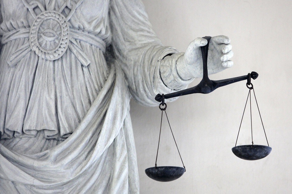 Scales of Justice are seen in Brittany's Parliament, during the trial concerning victims of the Queen Mary 2 accident, in Rennes western France April 2, 2009.