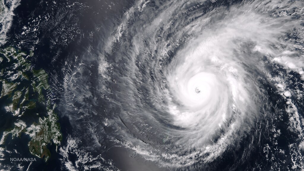 Super Typhoon Maysak is seen tracking west-northwestward through the western Pacific Ocean, northwest of Yap Island in this image taken by the Suomi NPP satellite's VIIRS instrument around 04:25GMT (00:25 ET) April 1, 2015. The storm has maintained its 15 nautical mile diameter eye, but is weakening slightly as dry air encroaches from the southern periphery, according to NOAA. REUTERS/NOAA/Handout via Reuters THIS IMAGE HAS BEEN SUPPLIED BY A THIRD PARTY. IT IS DISTRIBUTED, EXACTLY AS RECEIVED BY REUTERS, AS A SERVICE TO CLIENTS. FOR EDITORIAL USE ONLY. NOT FOR SALE FOR MARKETING OR ADVERTISING CAMPAIGNS - TM3EB410VET01