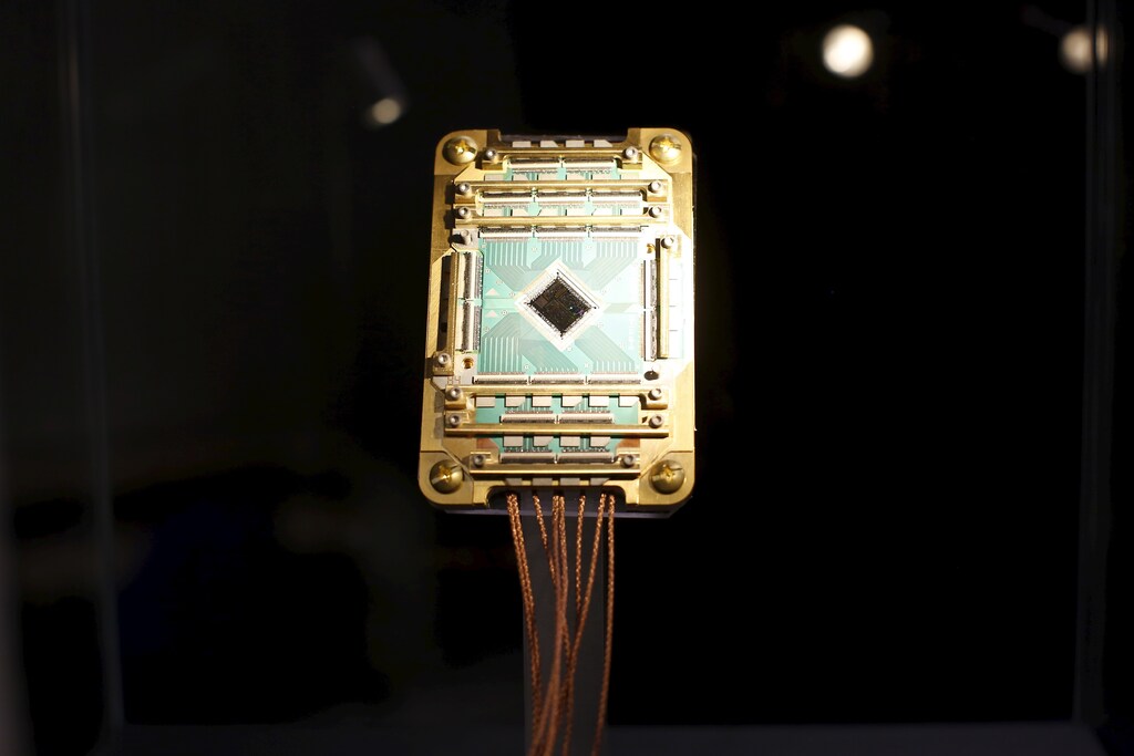 A D-Wave Vesuvius processor is pictured during a media tour of the Quantum Artificial Intelligence Laboratory (QuAIL) at NASA Ames Research Center in Mountain View, California, December 8, 2015. Housed inside the NASA Advanced Supercomputing (NAS) facility, the 1,097-qubit system is the largest quantum annealer in the world and a joint collaboration between NASA, Google, and the Universities Space Research Association (USRA). REUTERS/Stephen Lam - GF10000259192