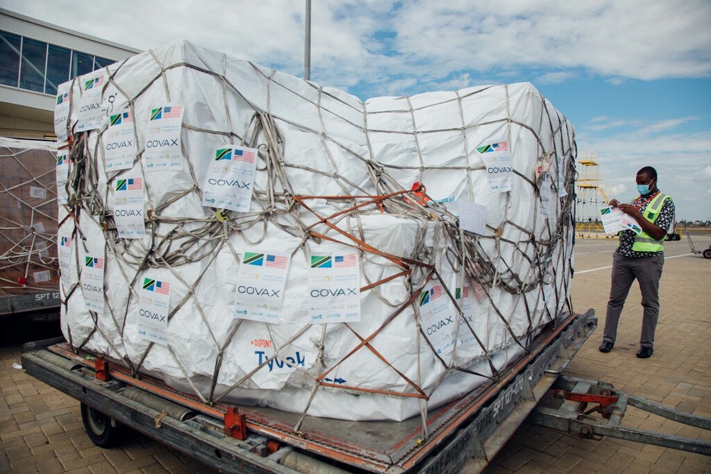 Vaccines are delivered to Tanzania as part of COVAX programme.