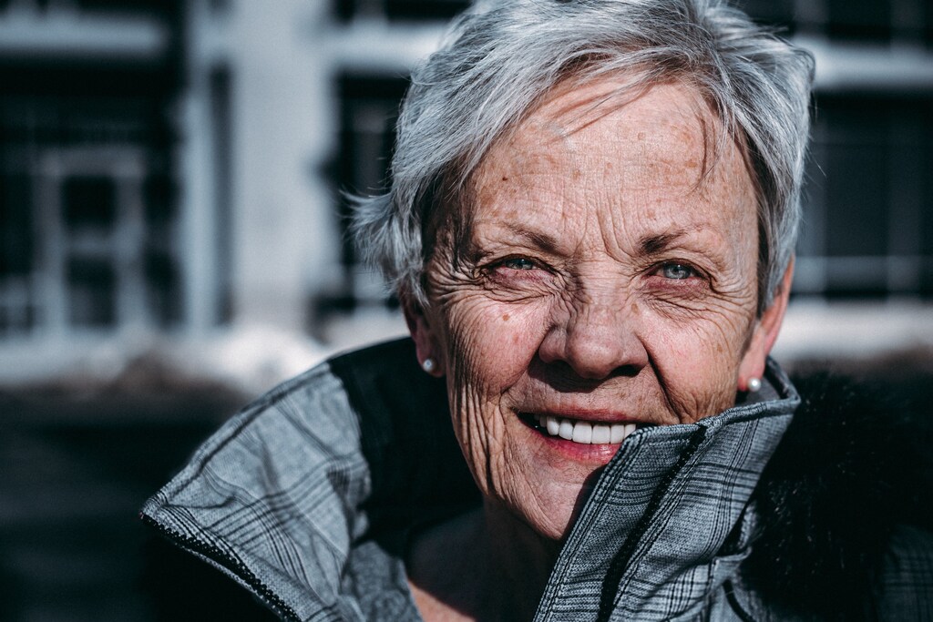 Elderly woman's face highlighting issue of alzheimer's and dementia and health of aging population
