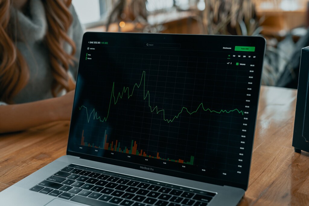 Economy stock chart viewed on laptop.