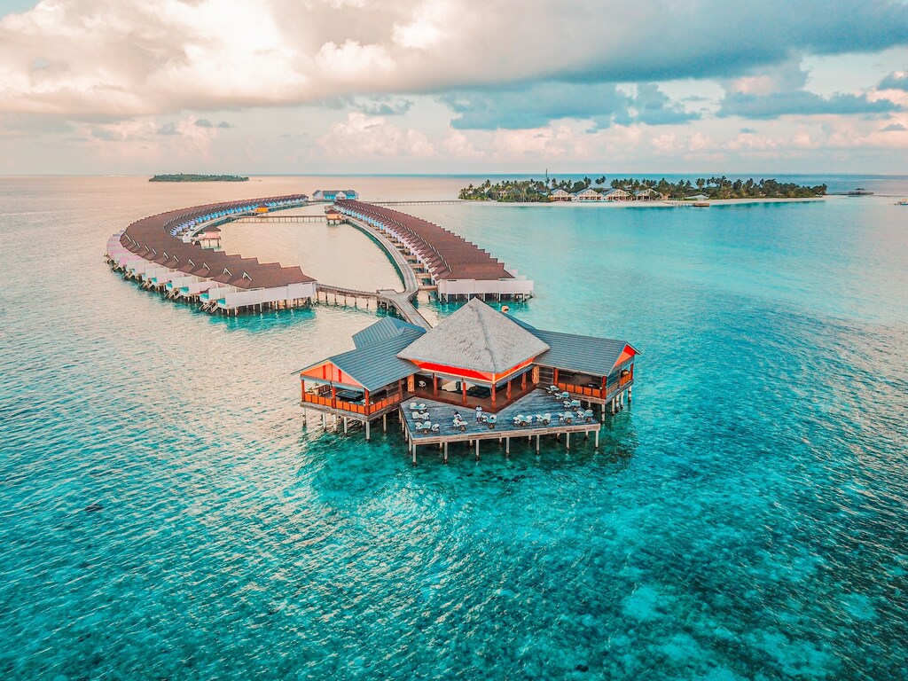 An off-shore resort in the Maldives