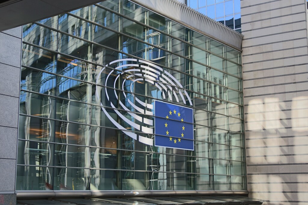 detail of facade of European parliament brussels