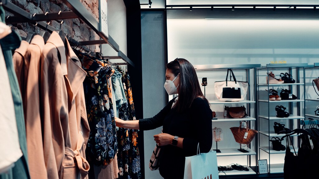 Woman shopping for clothes.
