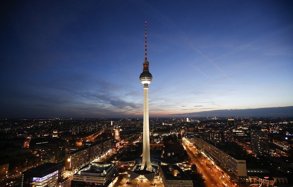 The TV tower at Alexanderplatz square during sunset in Berlin, November 2, 2014.