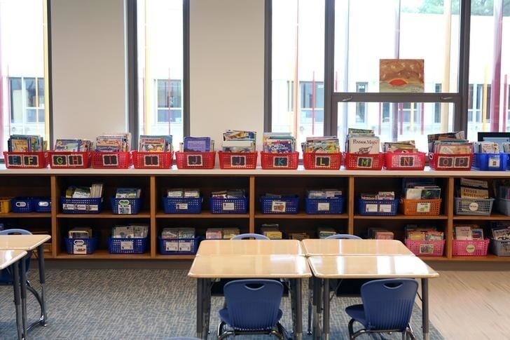 Officials unveil the newly constructed Sandy Hook Elementary School, including this second grade classroom, built to replace the building torn down after a gunman shot dead 20 young children and six educators in a 2012 massacre, in Newtown, Connecticut, U.S. July 29, 2016. REUTERS/Michelle McLoughlin