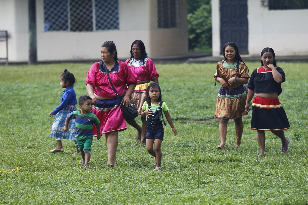 Cofan indigenous people are pictured during the "Chonta" festival at the Quichua community at Dureno, Ecuador