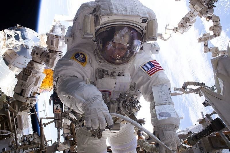 NASA astronaut Peggy Whitson is seen during a spacewalk during Expedition 50 aboard the International Space Station. NASA/Handout via REUTERS