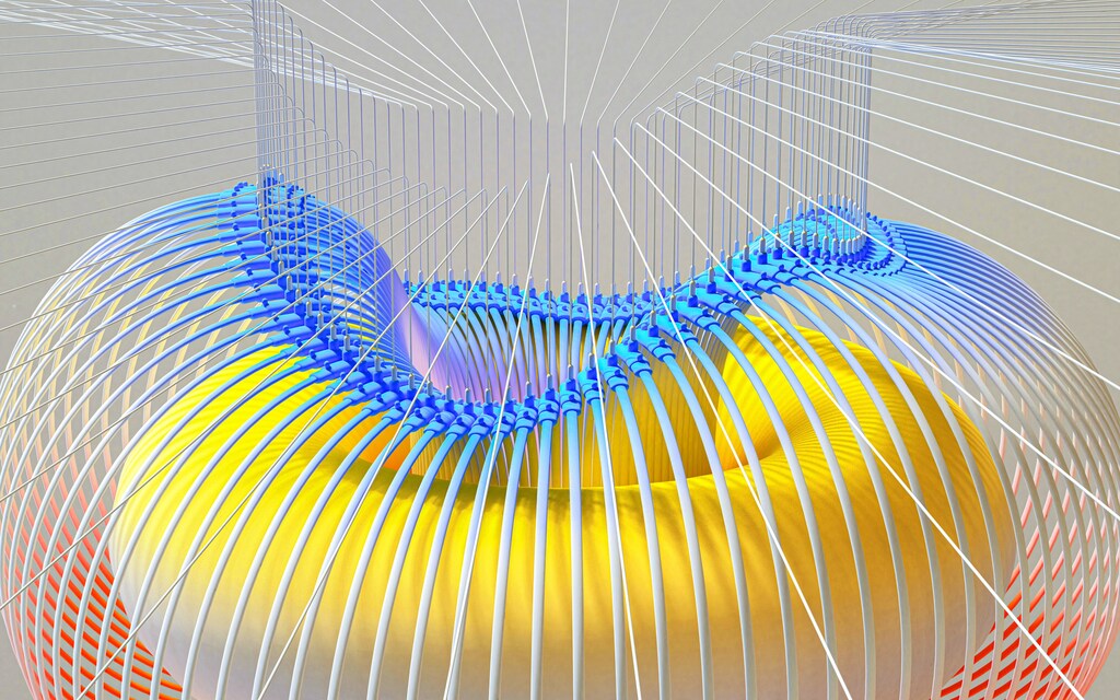 An image of fusion energy processes of a tokamak: Stellarators to return as key fusion energy research concept after tokamak focus.