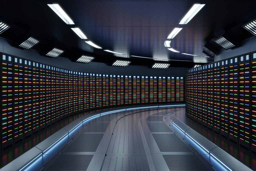 Interior de un centro de datos moderno.