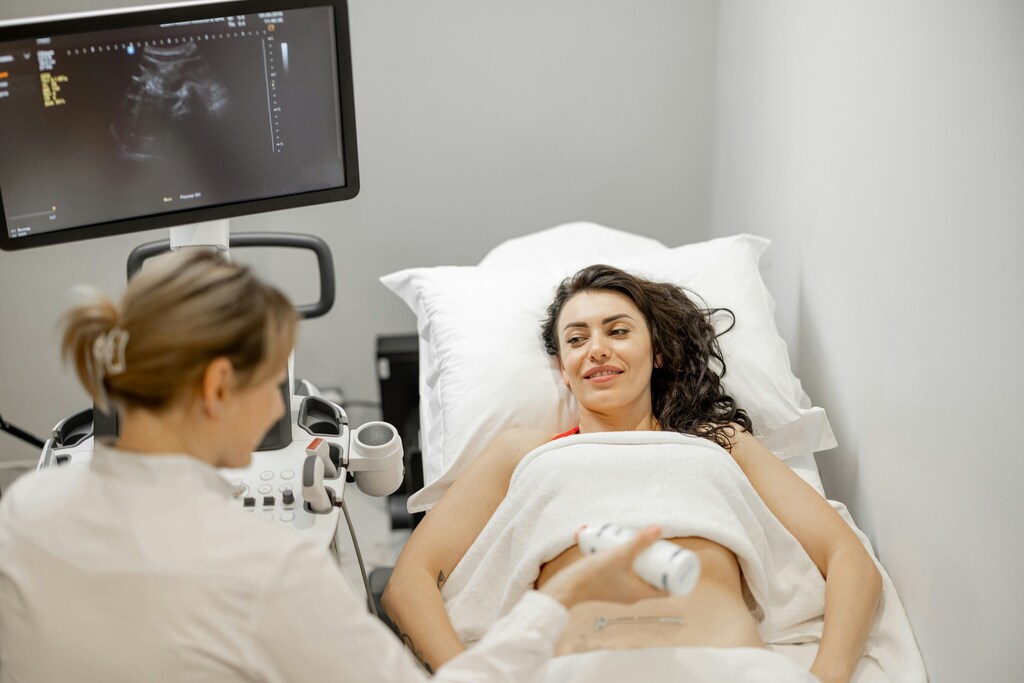 A woman at a maternal health check up