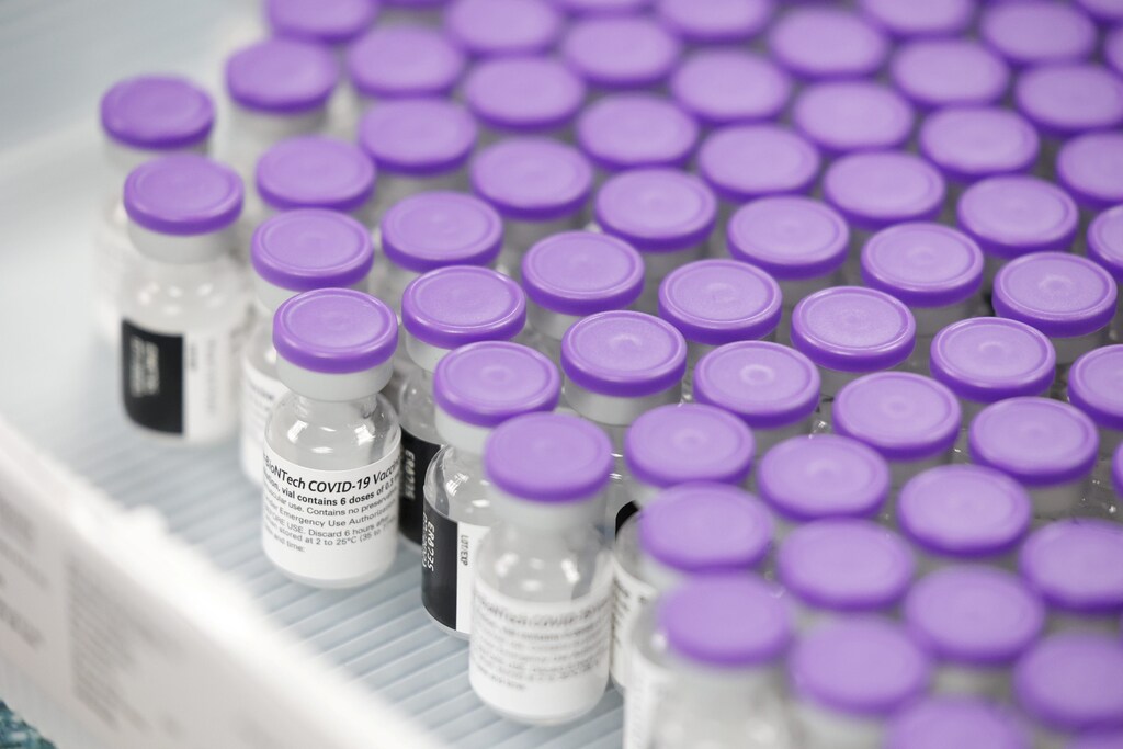 A supply of Pfizer's vaccine against coronavirus disease (COVID-19) is seen at Dekalb Pediatric Center, after it is authorized in Georgia for ages over 12 years, in Decatur, Georgia, U.S. May 11, 2021. REUTERS/Chris Aluka Berry - RC2RDN9V6OND