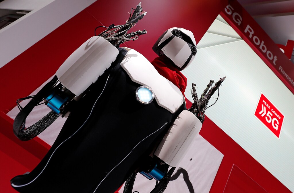 A Japanese robot that uses 5G to mirror the operator's movements in real-time.