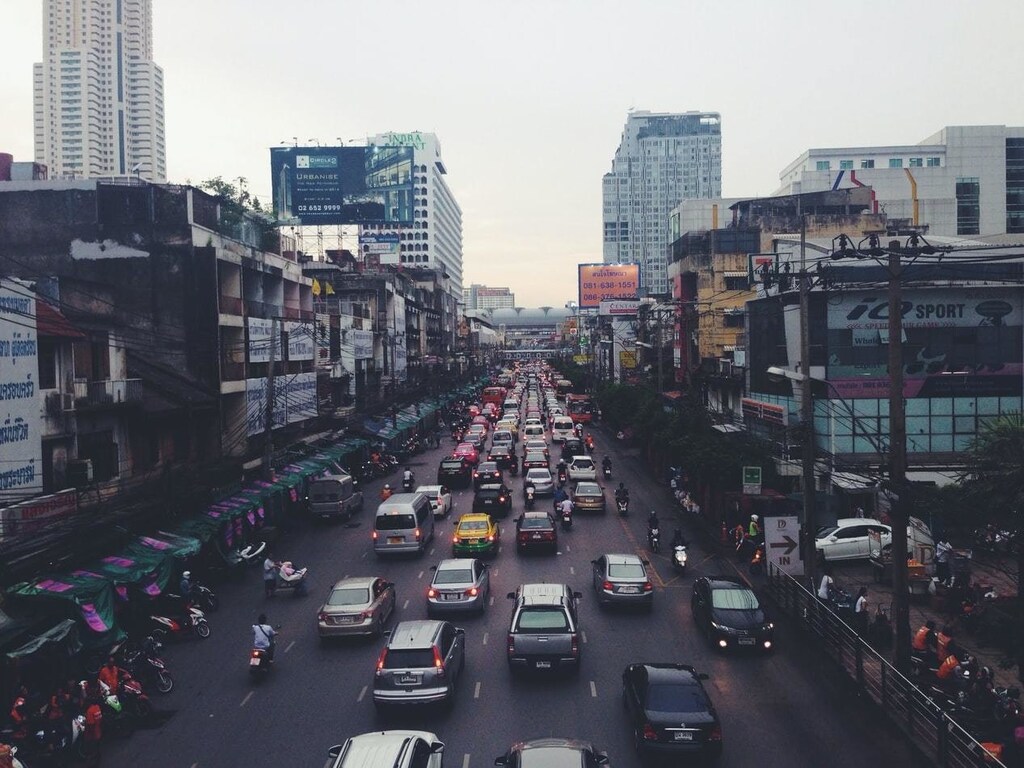 Downtown street from above