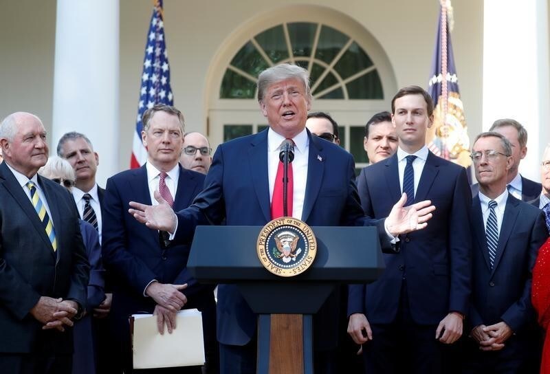 U.S. President Donald Trump delivers remarks on the United States-Mexico-Canada Agreement (USMCA) during a news conference in the Rose Garden of the White House in Washington, U.S., October 1, 2018.