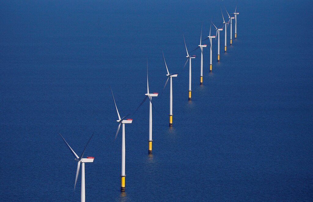 Climate change: Walney Extension offshore wind farm operated by Orsted off the coast of Blackpool, England.