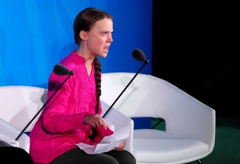16-year-old Swedish Climate activist Greta Thunberg speaks at the 2019 United Nations Climate Action Summit at U.N. headquarters in New York City, New York, U.S., September 23, 2019. REUTERS/Carlo Allegri TPX IMAGES OF THE DAY - HP1EF9N1574UW