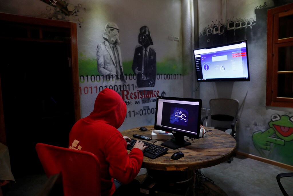 A man takes part in a training session at Cybergym, a cyber-warfare training facility backed by the Israel Electric Corporation, at their training center in Hadera, Israel July 8, 2019