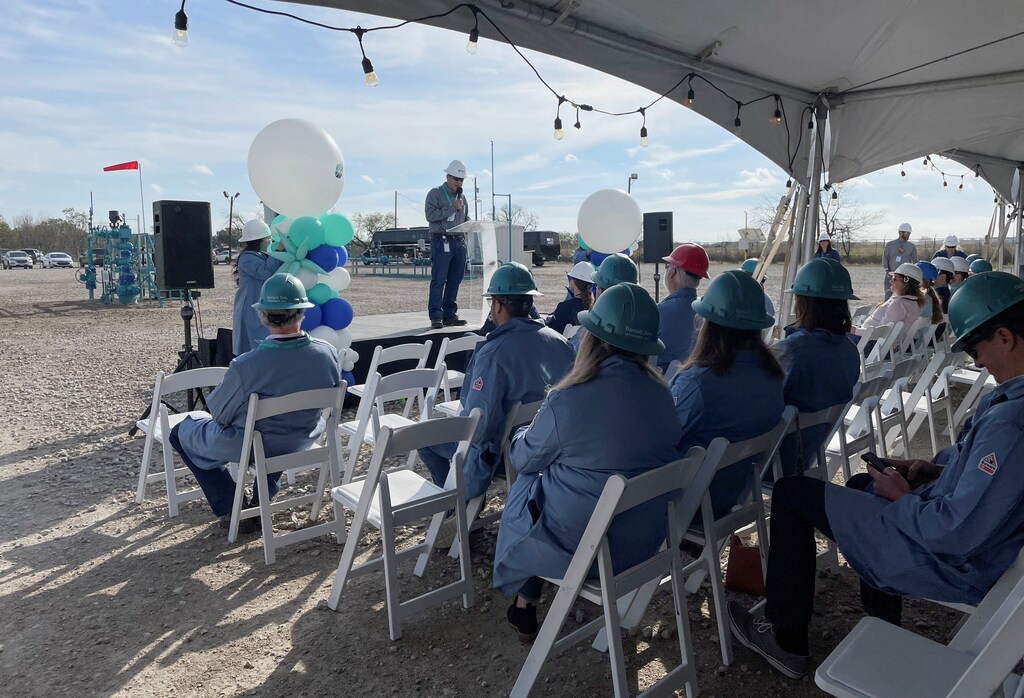 BKV Corp Chief Executive Officer Chris Kalnin speaks to employees at the inauguration of its commercial carbon capture and sequestration project, in Bridgeport, Texas, U.S., December 7, 2023. REUTERS/Arathy Somasekhar