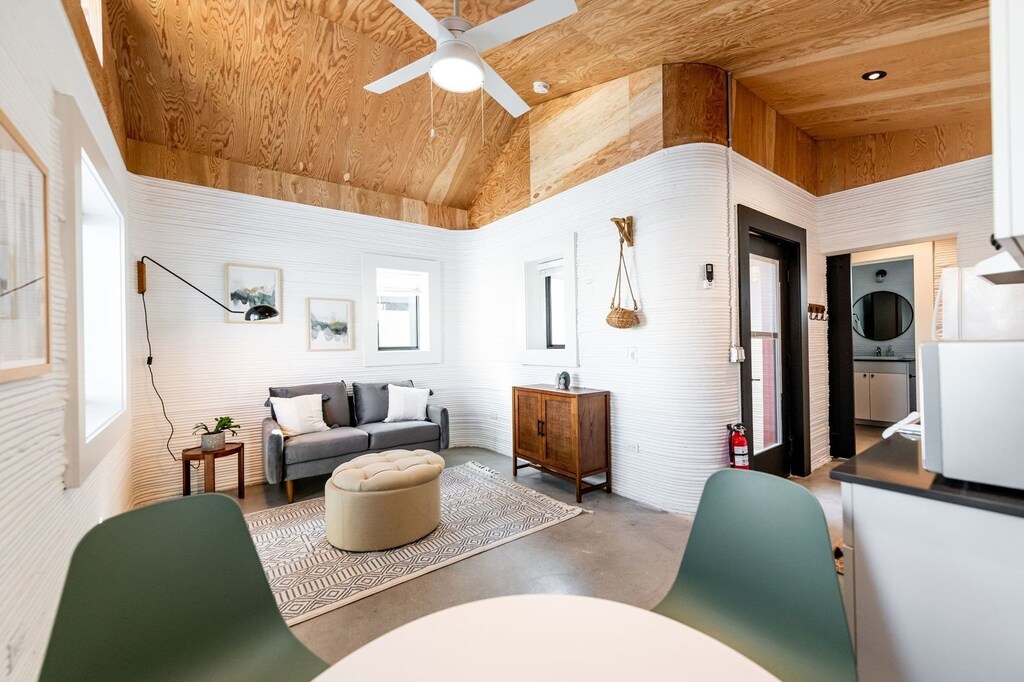 A picture of the inside of the 3D printed homes.