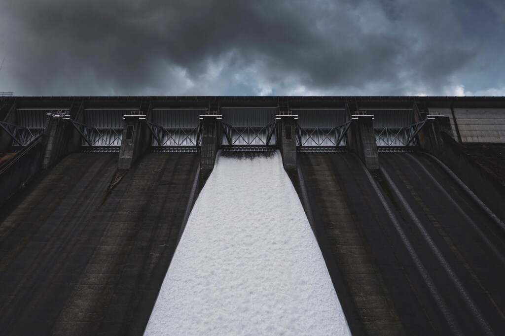 A dam releasing water.