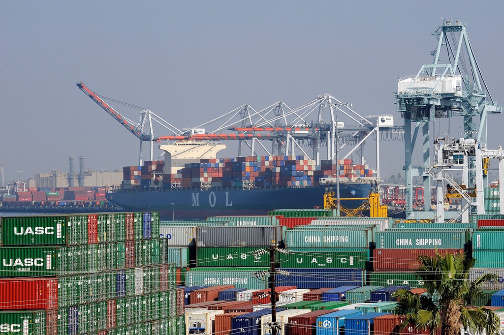 Cargo containers at the Port of Los Angeles.
