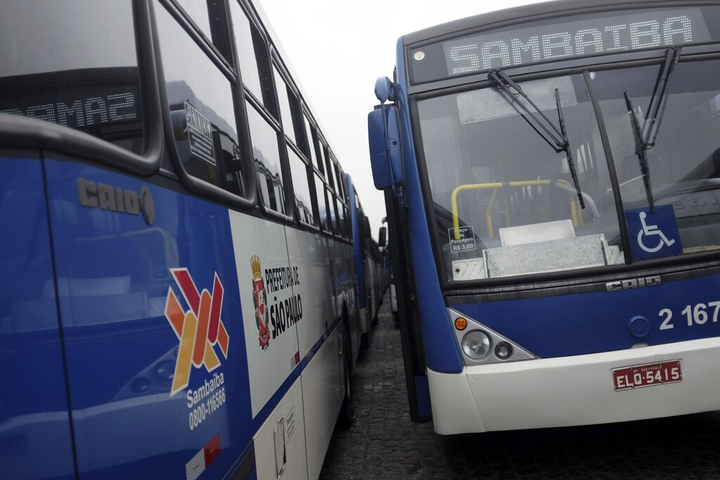 A bus garage in Sao Paulo.