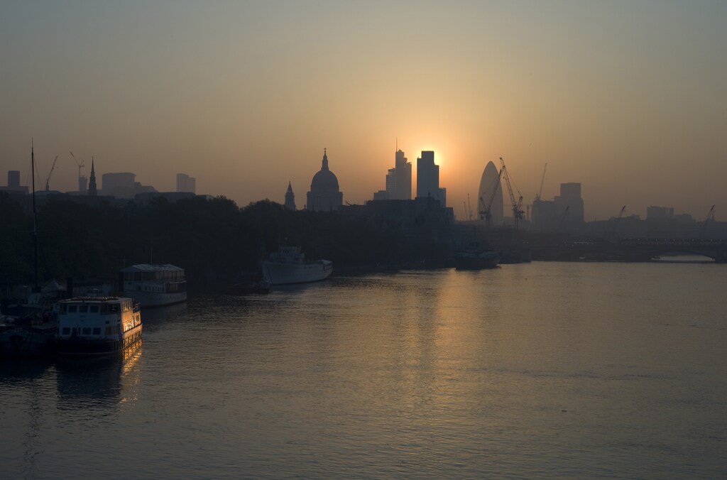The City of London on a smoggy morning.