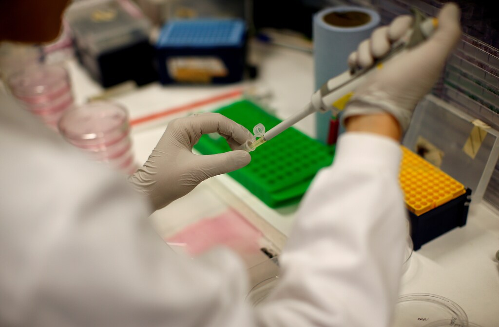 A scientist working in cancer research laboratories at the Old Road Campus research building at Oxford University, in Oxford, Britain May 11, 2016.