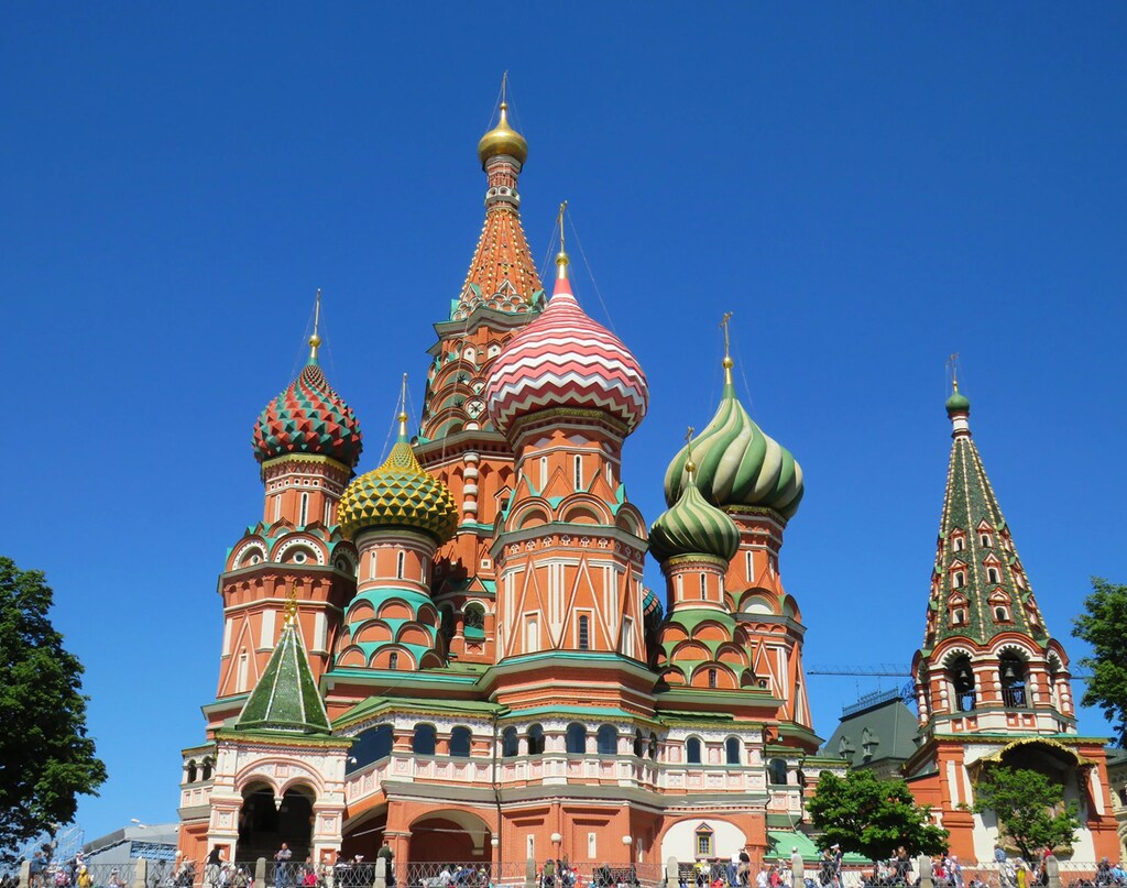 The tops of buildings in Russia