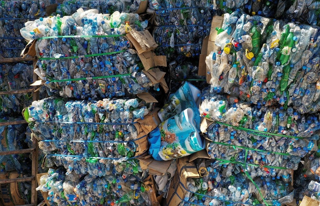 Bales of plastic waste are piled up at Lebanon Waste Management's sorting and recycling facility in Bauchrieh, Lebanon, September 8, 2022. REUTERS/Issam Abdallah