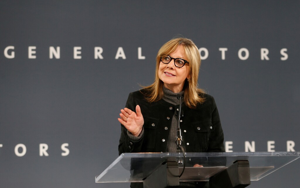 General Motors Chairman and CEO Mary Barra announces that Chevrolet will begin testing a fleet of Bolt autonomous vehicles in Michigan during a news conference in Detroit, Michigan, U.S., December 15, 2016. REUTERS/Rebecca Cook - RC1E60F28F90