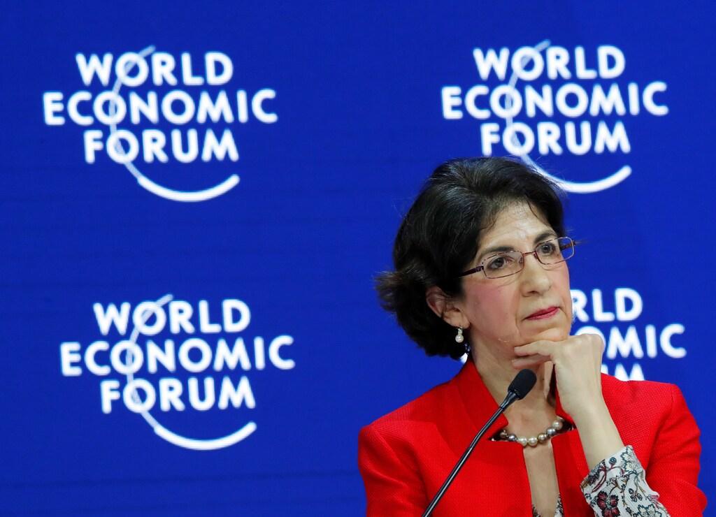 Fabiola Gianotti Director of CERN attends the session "Creating a Shared Future in a Fractured World" during the World Economic Forum (WEF) annual meeting in Davos, Switzerland January 23, 2018 REUTERS/Denis Balibouse - RC1641F166D0
