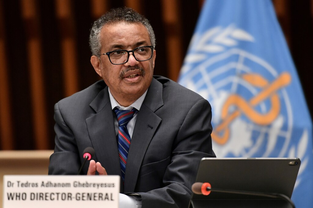World Health Organization (WHO) Director-General Tedros Adhanom Ghebreyesus attends a news conference organised by Geneva Association of United Nations Correspondents (ACANU) amid the COVID-19 outbreak, caused by the novel coronavirus, at the WHO headquarters in Geneva Switzerland July 3, 2020. Fabrice Coffrini/Pool via REUTERS - RC2RLH9FW6QX