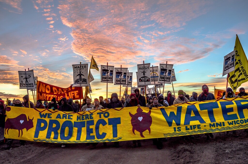 Demonstrators in a climate change protest