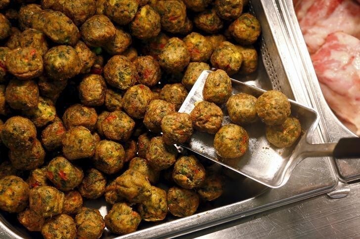 New "Veggie balls" or vegetarian balls are pictured during its official launch at a IKEA store in Brussels April 8, 2015. REUTERS/Francois Lenoir