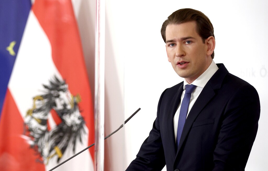 Austria's Chancellor Sebastian Kurz speaks during a news conference as the spread of the coronavirus disease (COVID-19) continues, in Vienna, Austria November 14, 2020.
