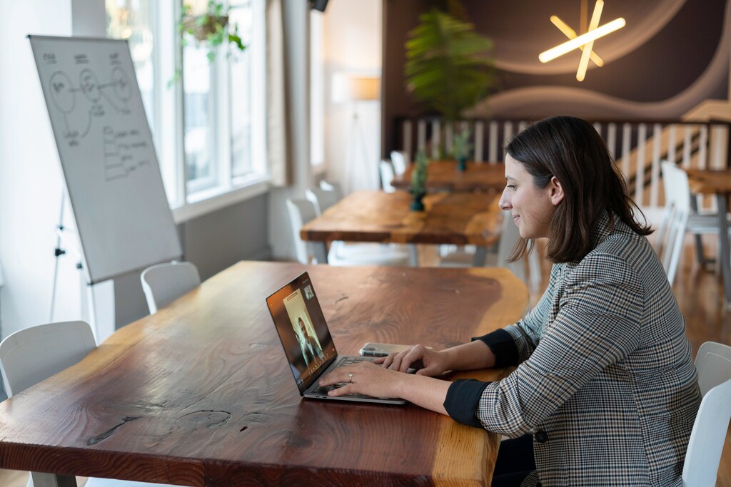 digital technology has been a very useful tool throughout the pandemic, such as this woman having a video consultation. However, concerns have been raised about the environmental impact.