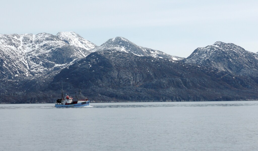 A fishing boat sets out from near the port of Nuuk, Greenland, June 2, 2016. REUTERS/Alister Doyle - S1AETJRACOAA