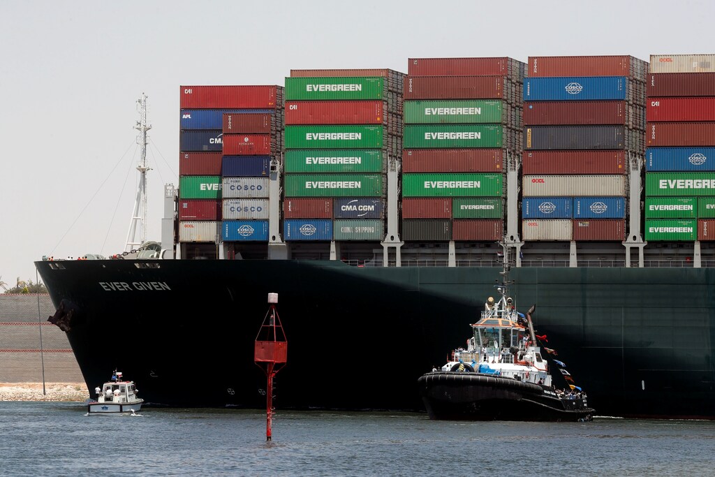 Ever Given, one of the world's largest container ships, blocked the Suez Canal causing supply chain disruption in 2021
