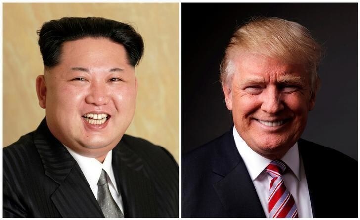 FILE PHOTOS: A combination photo shows a Korean Central News Agency (KCNA) handout of North Korean leader Kim Jong Un released on May 10, 2016, and Republican U.S. presidential candidate Donald Trump posing for a photo after an interview with Reuters in his office in Trump Tower, in the Manhattan borough of New York City, U.S., May 17, 2016. REUTERS/KCNA handout via Reuters/File Photo & REUTERS/Lucas Jackson/File Photo ATTENTION EDITORS - THE KCNA IMAGE WAS PROVIDED BY A THIRD PARTY. EDITORIAL USE ONLY. REUTERS IS UNABLE TO INDEPENDENTLY VERIFY THIS IMAGE. NO THIRD PARTY SALES. NOT FOR USE BY REUTERS THIRD PARTY DISTRIBUTORS. SOUTH KOREA OUT. NO COMMERCIAL OR EDITORIAL SALES IN SOUTH KOREA.