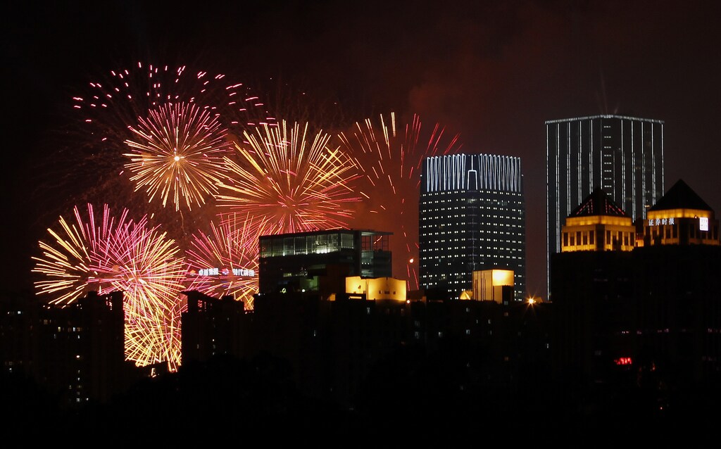 Fireworks explode over Shenzhen's Central Business District to mark the 30th anniversary of the establishment of Shenzhen special economic zone
