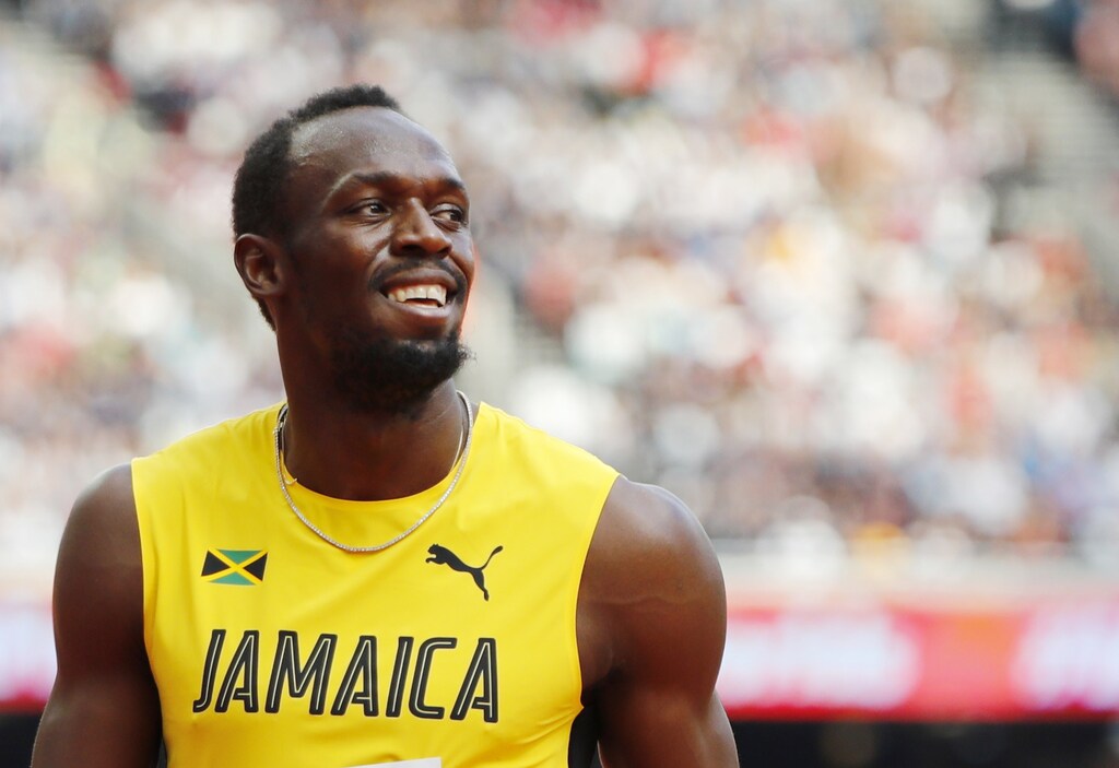 Athletics - World Athletics Championships  mens 4 x 100 meters relay heats  London Stadium, London, Britain  August 12, 2017  Usain Bolt of Jamaica reacts after the heat. REUTERS/Lucy Nicholson - RTS1BGLS