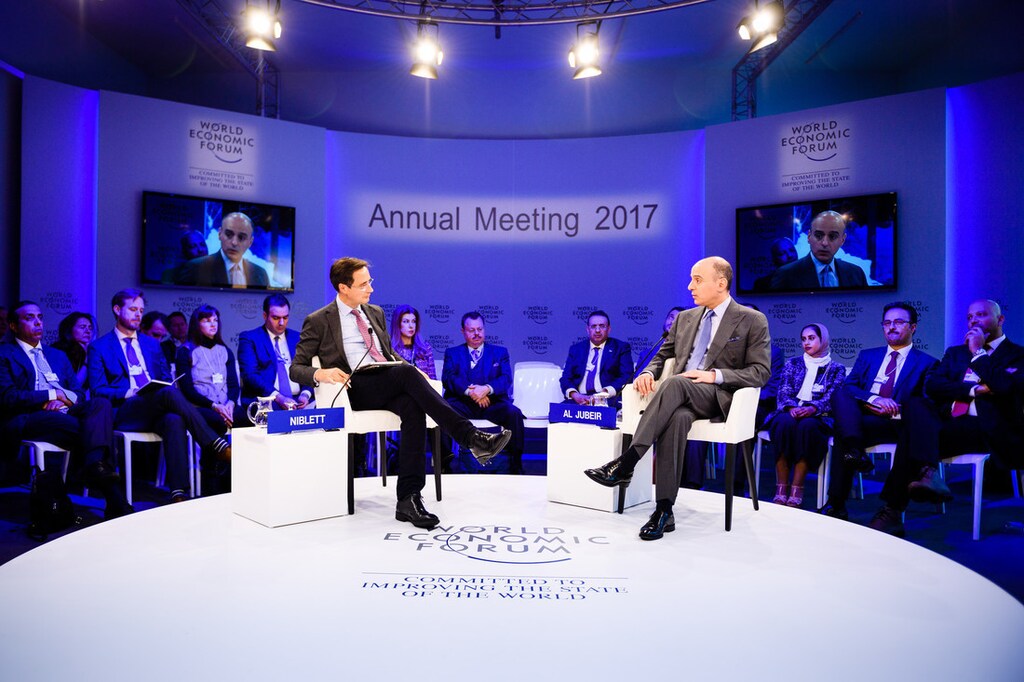 Adel bin Ahmed Al Jubeir, Minister of Foreign Affairs of Saudi Arabia and Robin Niblett, Director, Chatham House, United Kingdom at the Annual Meeting 2017 of the World Economic Forum in Davos, January 17, 2017Copyright by World Economic Forum / Manuel Lopez