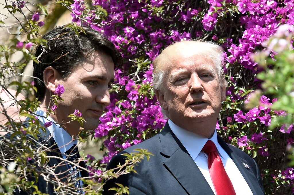 Canadian Prime Minister Justin Trudeau and US President Donald Trump in Taormina, Sicily.